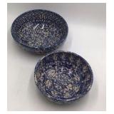 Vintage Rimosa Mariposa Blue Spatterware Ceramic Bowls Set Speckled Glaze