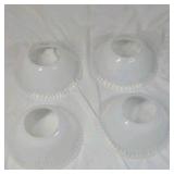 Vintage White Milk Glass Lamp Shades Set Ruffled Ribbed Scalloped Edge 4 Pieces