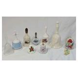 Vintage Porcelain & Glass Collectible Bells Assortment