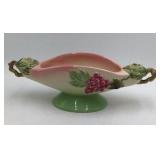 Vintage Tokay USA Pink Grape Leaf Boat Planter Relish Dish Applied Handles