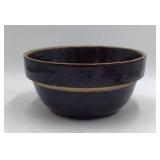 Vintage Black Glazed Ceramic Bowl Tan Rim Drip Glaze Rustic Style