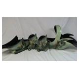 Vintage Hull Woodland Pottery Console Bowl, Basket & Vases