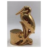 Vintage Gold Luster Ceramic Bird Planter – Heron or Crane Style