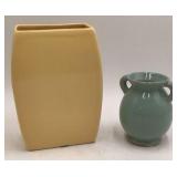 Vintage Haeger Pottery Vases – Yellow Rectangular & Turquoise Handled