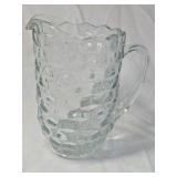 Vintage Depression Glass Pitcher – Clear Cube Block Pattern