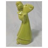 Vintage Ceramic Chinese Lady Figurine – Green with Fan Pose