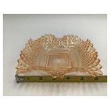 Vintage Amber Pressed Glass Diamond Quilted Dish