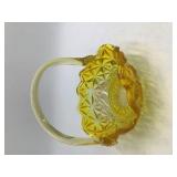Vintage Yellow Pressed Glass Basket