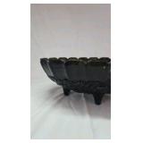 Vintage Dark Green Glass Footed Bowl