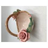 Vintage ceramic basket with rose accents