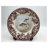 Spode Woodland Stream "Perch" Dinner Plate – Brown Transferware Fish & Floral Design