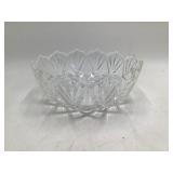 Vintage Crystal Cut Glass Bowl – Scalloped Rim with Diamond Fan Pattern