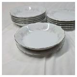 Vintage Arita China Scalloped Dinner Plates – Blue Floral Pattern (Japan)