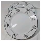 Vintage Oneida Crown Rego Porcelain Dinner Plates – Black & White Kitchenware Border