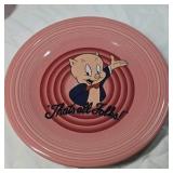 Vintage 1994 Fiesta Looney Tunes Porky Pig Rose Pink Set - That