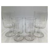 Vintage Etched Monogram "M" Goblet Set