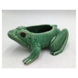 Vintage Green Glazed Ceramic Frog Planter