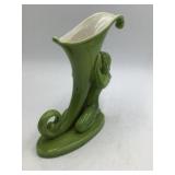 Vintage Green Glazed Cherub Cornucopia Vase