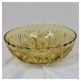 Vintage Amber Depression Glass Bowl Scalloped Rim Starburst & Fan Cut Pattern