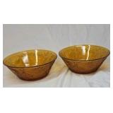 Vintage Amber Depression Glass Bowls – Embossed Floral Design