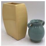 Vintage Haeger Pottery Vases – Yellow Rectangular & Turquoise Handled