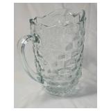 Vintage Depression Glass Pitcher – Clear Cube Block Pattern