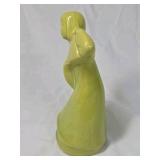 Vintage Ceramic Chinese Lady Figurine – Green with Fan Pose