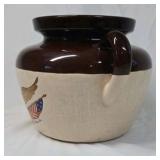 Vintage Patriotic Pottery Crock – Eagle & Flag Design (No Lid)
