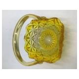 Vintage Yellow Pressed Glass Basket