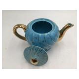 Vintage Turquoise & Gold Ceramic Teapot