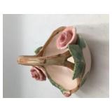Vintage ceramic basket with rose accents