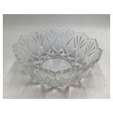 Vintage Crystal Cut Glass Bowl – Scalloped Rim with Diamond Fan Pattern