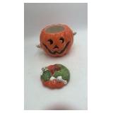 Vintage Halloween Pumpkin Ghost Cookie Jar – Ceramic with Lid, Omnibus Sri Lanka