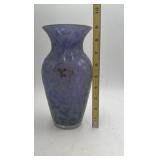 Vintage Cobalt Blue Glass Vase – Etched Floral Scroll Design, Michael Weems Collection