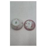 Vintage French Porcelain Trinket Box with Floral Design