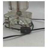 Vintage Pair of Crystal Table Lamps with Hurricane Shades