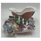 Fitz and Floyd Essentials Snowman Sleigh Figural Centerpiece