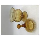 Vintage Amber Glass Candy Dish with Lid