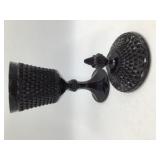 Vintage Black Glass Covered Compote Dish