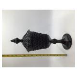 Vintage Black Glass Covered Compote Dish