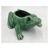 Vintage Green Glazed Ceramic Frog Planter