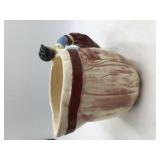 Vintage Cowboy Themed Ceramic Pitcher Bronco Rider Handle Western Barrel Design