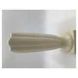 Vintage Cream Ceramic Fluted Fan Vase Scalloped Rim Square Pedestal Base