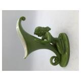 Vintage Green Glazed Cherub Cornucopia Vase
