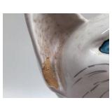 Vintage White Ceramic Siamese Cat Figurine Blue Eyes Looking Up #533 Italy