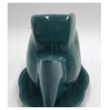 Vintage Teal Ceramic Fish Planter or Planter Pot Angelfish Shape with Saucer