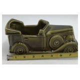 Vintage Floralaine USA Green Ceramic Model T Car Planter #532 Gold Accents