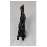 Vintage Black Glossy Ceramic Rearing Stallion Horse Planter Open Cavity Novelty
