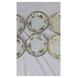 Vintage Floral Saucer Set Gold Trim Hand-Painted Roses & Bouquets 6 Pieces