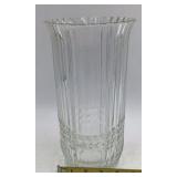 Vintage Green Rim Clear Glass Vase Fluted Scalloped Top FTD 1986 Copyright